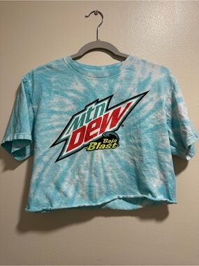 Baja Blast Tie-Dye Women’s Cropped T-Shirt - Blue/White